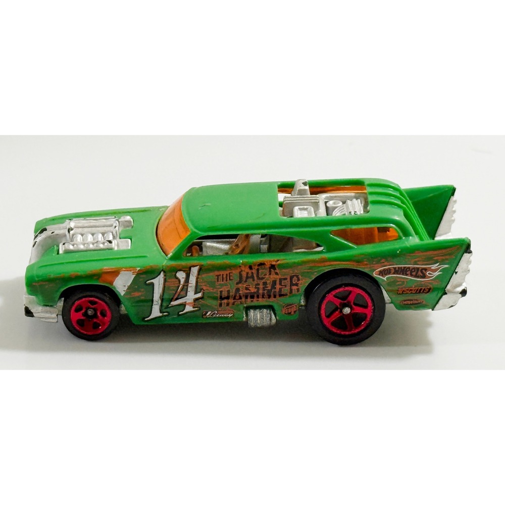Hot Wheels The Jack Hammer Kids 1:64 Green Diecast Race Car 14 Graphics‎